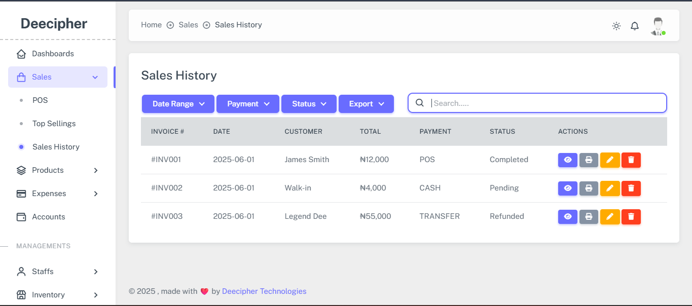 DeeStore Dashboard Preview 3